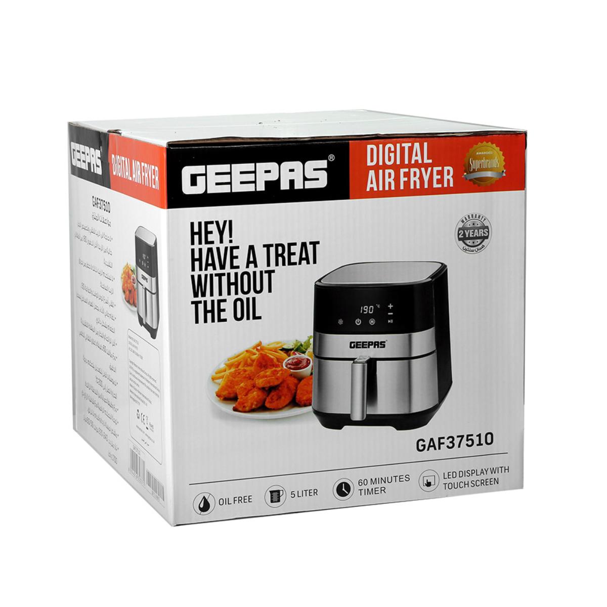 GAF37510  Geepas Digital Air Fryer ,Adjustable thermostat, up to 200C AIR FRYER / 5 L / 1700 WATTS