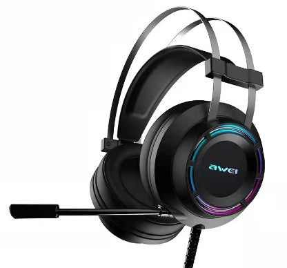 GM-2  / Awei  E-sports Gaming Wired Headphone 7.1 Surround Sound With Microphone PC Headset RGB Ligh BLACK