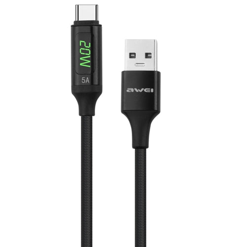 CL-123T / awei  1m USB to USB-C / Type-C Digital Display Data Fast Charging Cable Black 1 METER