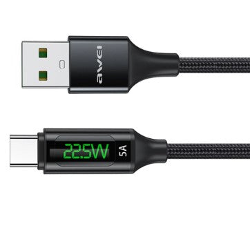 CL-123T / awei  1m USB to USB-C / Type-C Digital Display Data Fast Charging Cable Black 1 METER