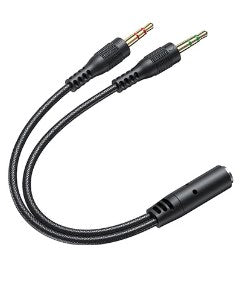 "AUX-002  / Awei AUX-001 3.5mm Female To 2 Male Y Splitter Cable Aux Audio Cable Pc Headphone 2 PORT