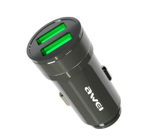 C-830 / Awei  DC5V 2.4A USB Car Charger 2 Ports Quick Charge LED Light USB Phone Mini Charger For Xi 20 WATT