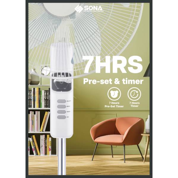 Sona Stand Fan 16, 4Speed, White