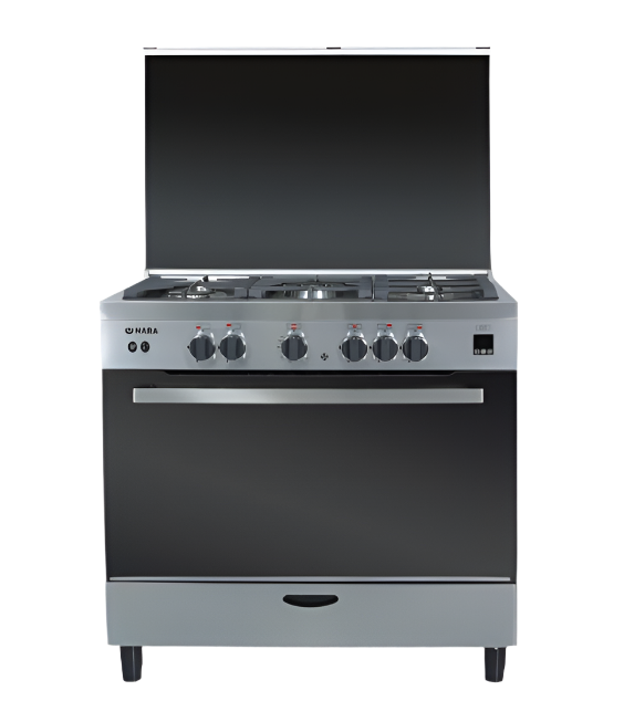 Nara Gas Cooker, 90Cm, Pan support stainless steel with 2 fans, Cast iron Nara Gas Cooker, 90Cm, Pan support stainless steel with 2 fans, Cast iron