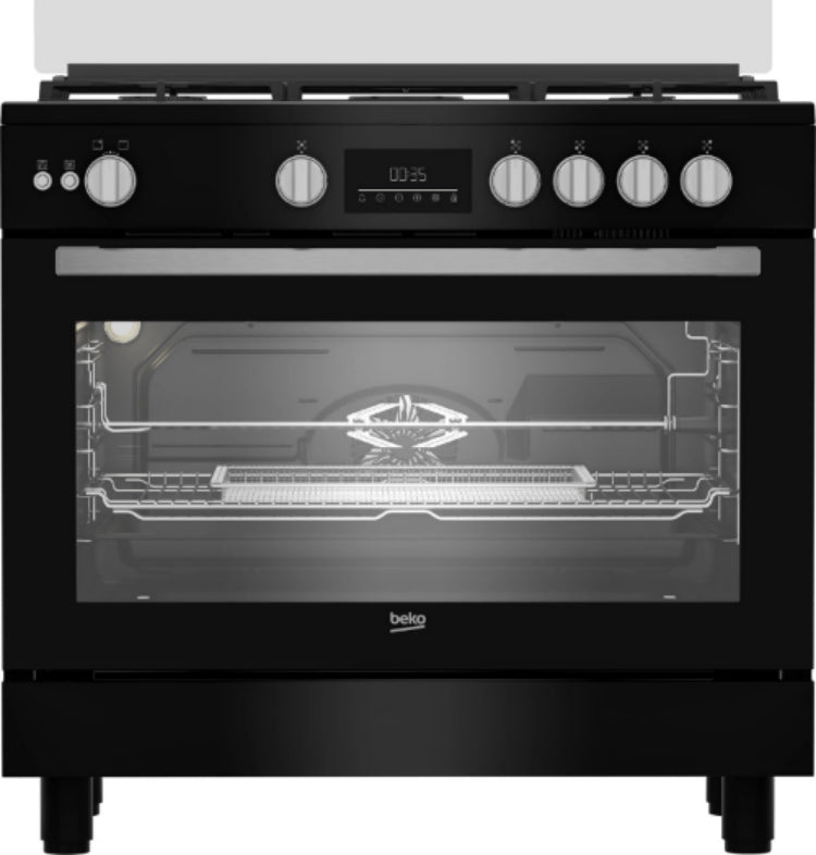 Beko Gas Cooker Oven, 90Cm, 5Burners, Black