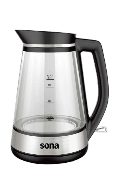 Sona Kettle Glass, 1.7Lit, 2200Watts, Stainless Steel