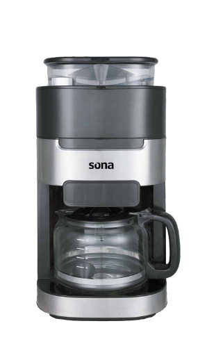 Sona American Coffee Maker with Grinder, 1050Watts, 1.5Lit, Black