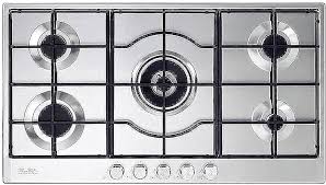 Elba Built-In Hob 90*60 Cm Cast Iron5 BurnersKnob Ignition Inox