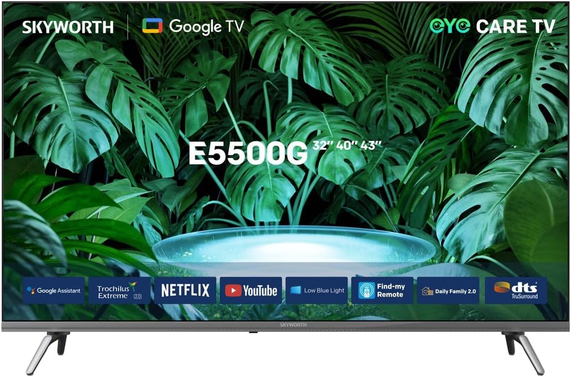 Skyworth LED TV 43Inch 4K, Smart Google TV, 2HDMI & 2USB