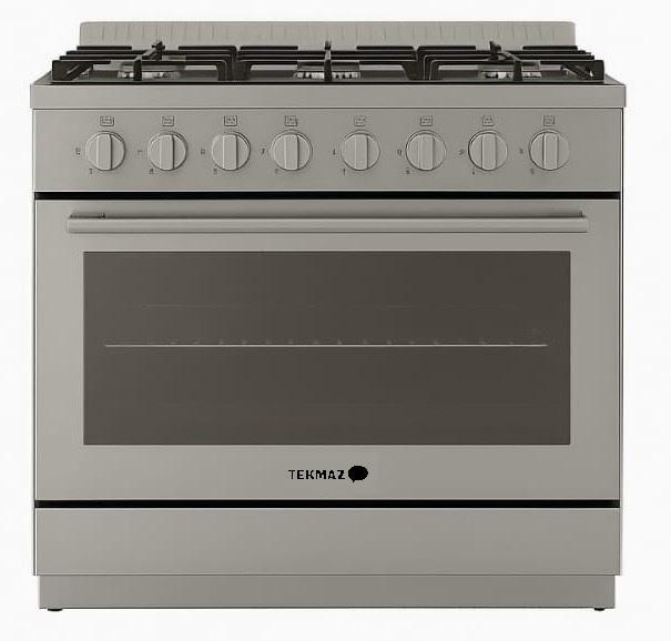 Tekmaz Gas Cooker, 90Cm, 5Burners, Stainless Steel