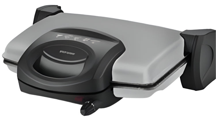 Gray and black appliance on a white background