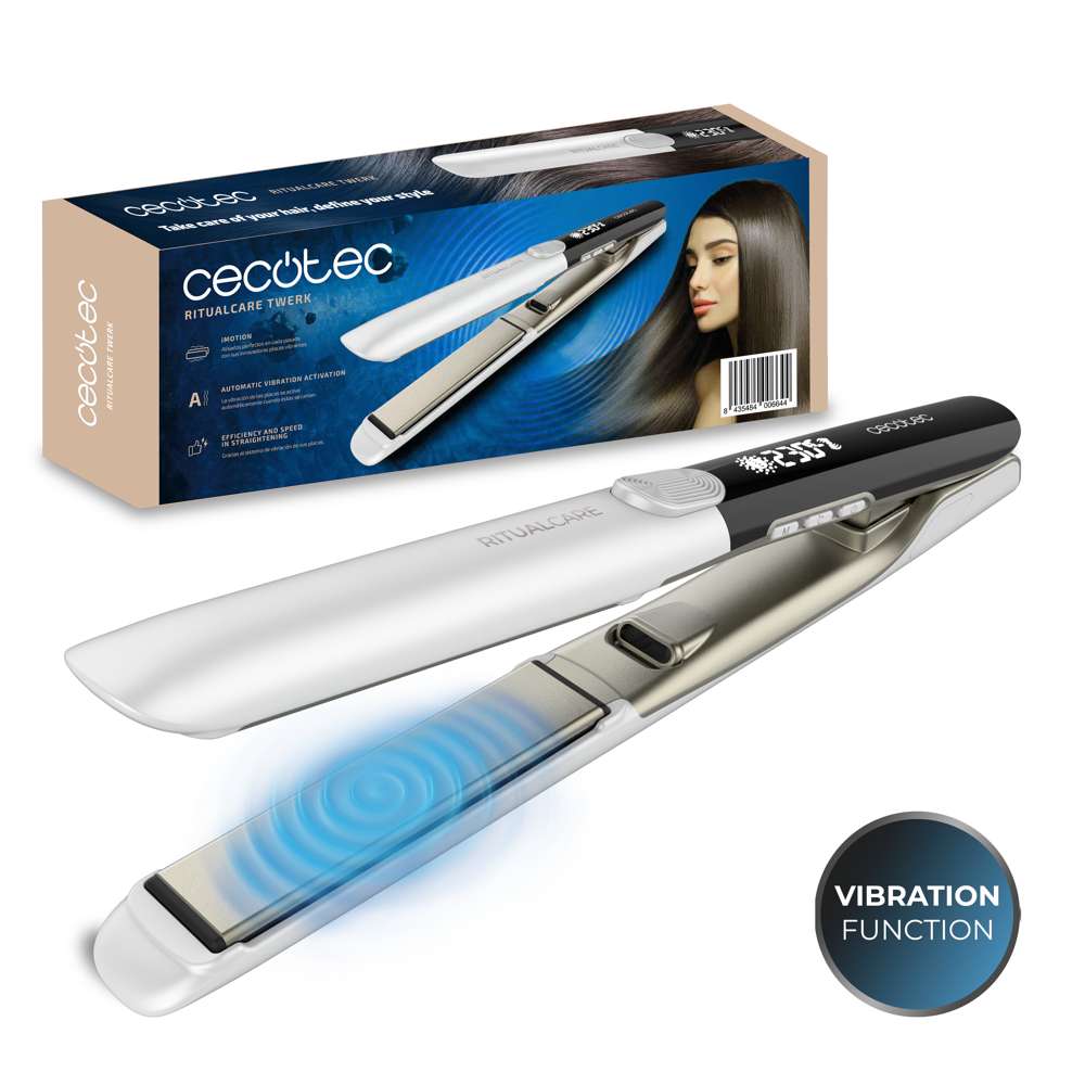 Cecotec Ritual Care Twerk, Hair straightener with Vibration, Stainless Steel