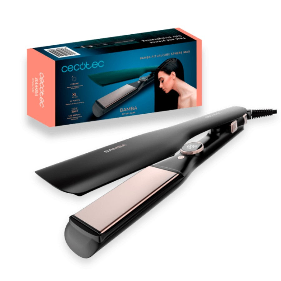 Cecotec Ritual Care Sphere Max, Ceramic Hair Straightener, 45Watts, Black