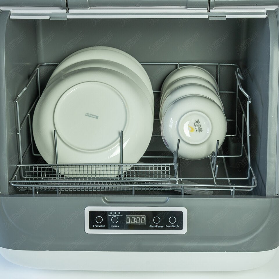 Mini Dish Washer 6 Sets, White with Silver Mini Dish Washer 6 Sets, White with Silver