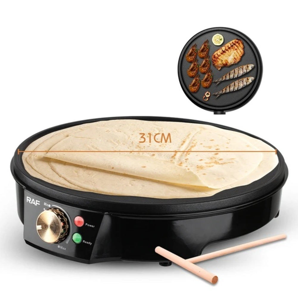 RAF Crepe Maker, 1200 Watts, Black