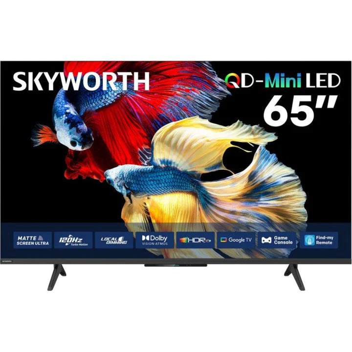 Skyworth 65" Smart Google TV ,  Mini LED QLED , 3HDMI & 2USB , Voice Control