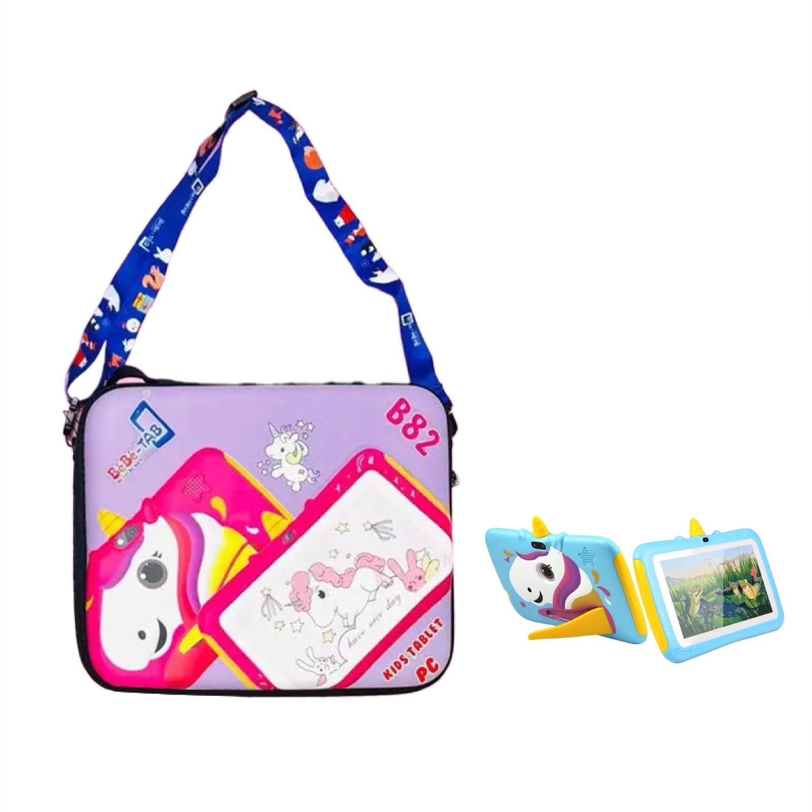 B82-P/BeBe-Tab Kids' Learning Tablet with Bag,64GB Memory,4GB RAM,7" inch,3000MAH,Android 10,Pink