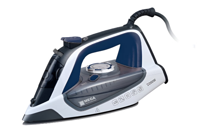 Mega Steam Iron, 2200Watts, Grey with Blue Mega Steam Iron, 2200Watts, Grey with Blue