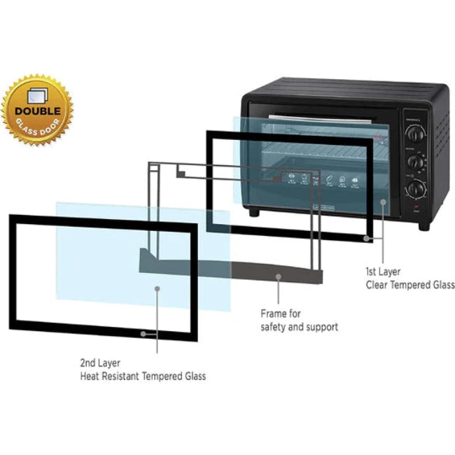 Black & Decker Toaster Oven with Double Glass, Black Black & Decker Toaster Oven with Double Glass, Black
