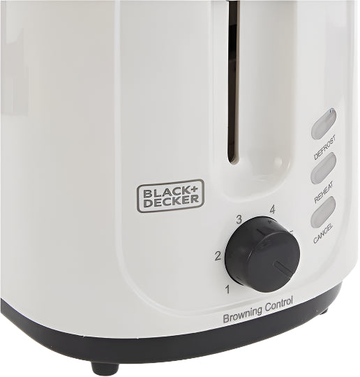 Black & Decker Toaster 2 Slice, 750Watts, White Black & Decker Toaster 2 Slice, 750Watts, White