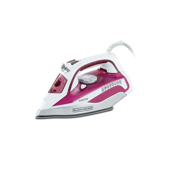 X2400-B5 /  Black + Decker 2400W STEAM IRON WITH CERAMIC SOLEPLATE, Pink STEAM IRON / 2400 WATTS