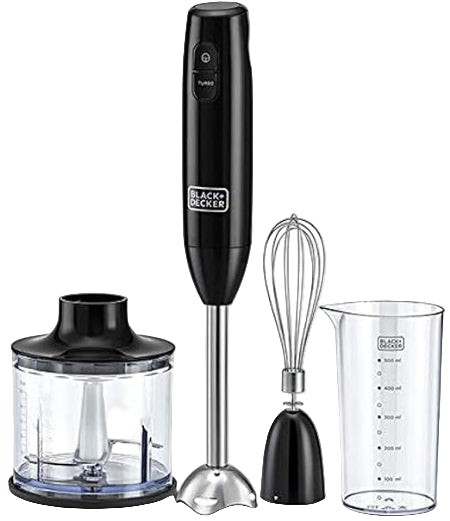 HB600-B5 / Black + Decker 3 in 1 Hand Blender with Chopper_600W Black