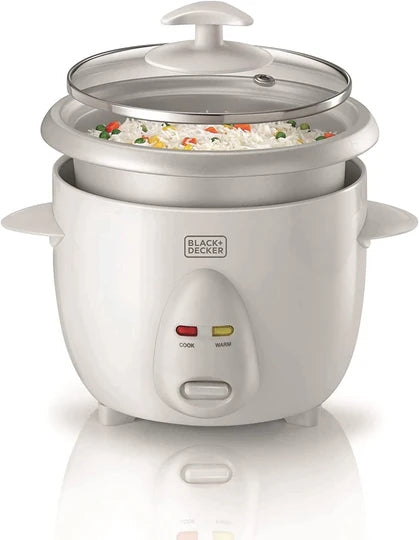 RC650-B5/Black + Decker_0.6 Ltr. Rice Cooker with Glass lid,White, 350 WATTS / 600 ML / WHITE