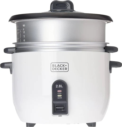 RC2850-B5/Black + Decker_2.5 Ltr. Non Stick Rice Cooker with Glass Lid,White 700 WATTS / 1.8 L / SILVER