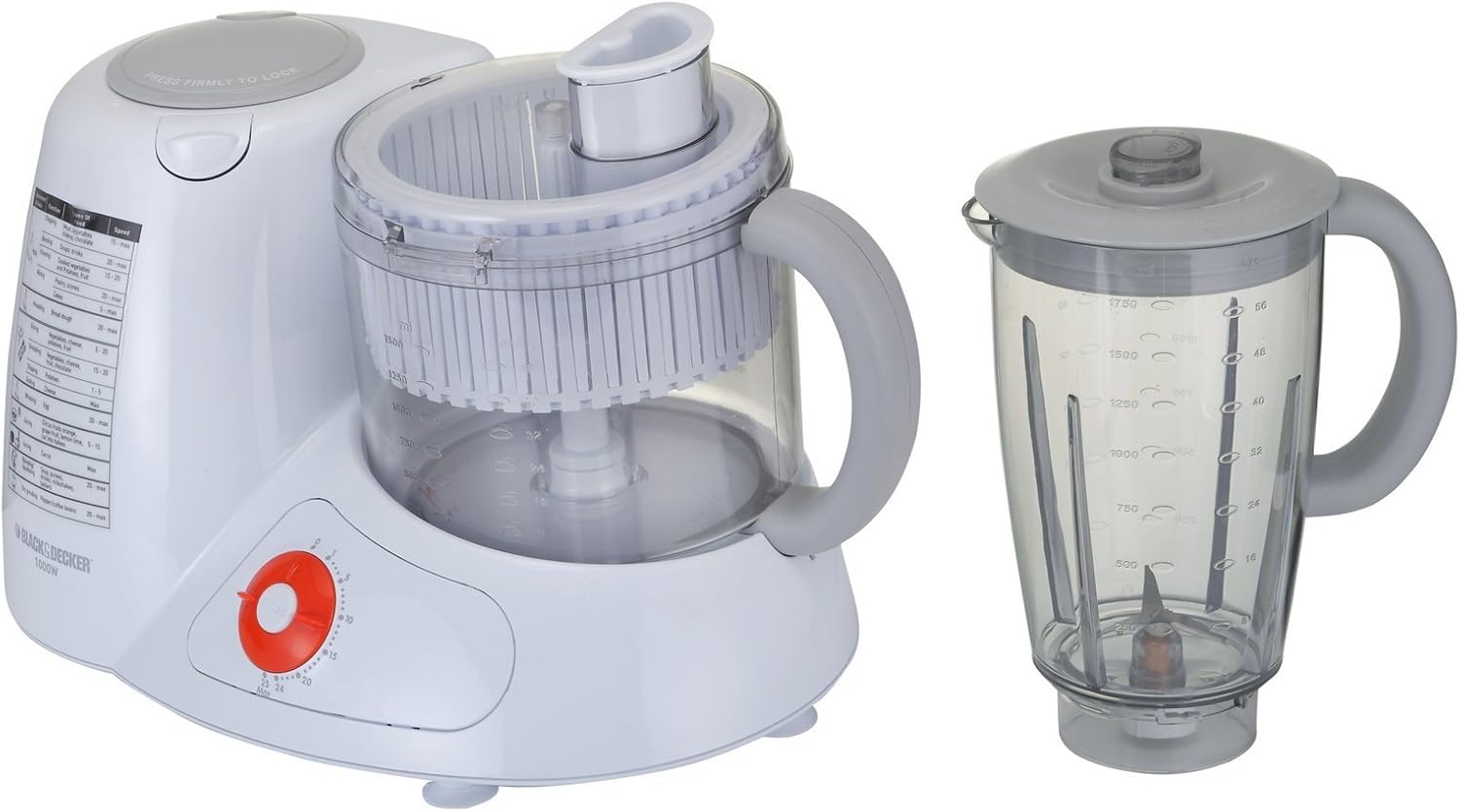 Black & Decker Food Processor, 1.5Lit, 1000Watts, White Black & Decker Food Processor, 1.5Lit, 1000Watts, White