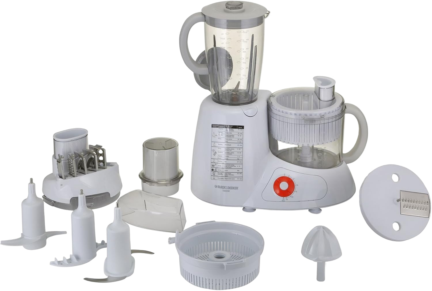 Black & Decker Food Processor, 1.5Lit, 1000Watts, White Black & Decker Food Processor, 1.5Lit, 1000Watts, White