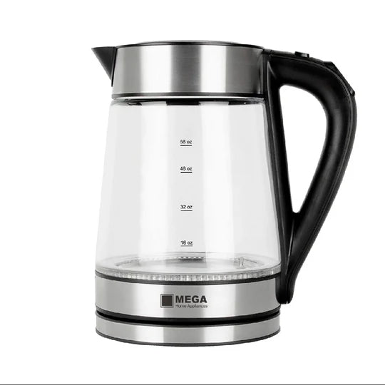 HHB1702/MEGA KETTLE HHB1702 1.7L GLASS,Watt 2200 BLACK / 1.7 L