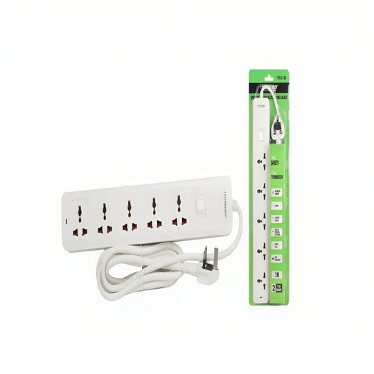 Terminator_Tpb 15A-3M_5 Way Universal Power Extension Socket White