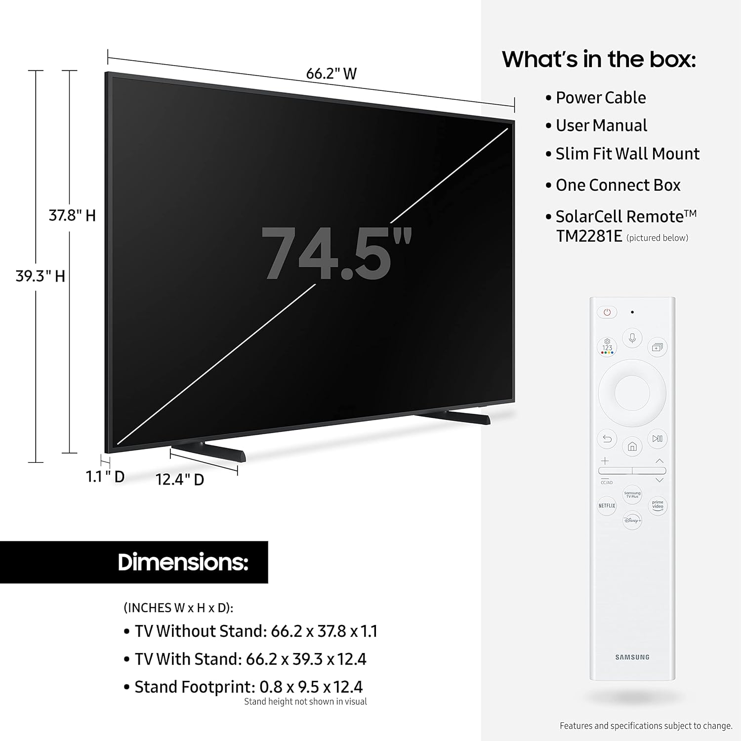 Samsung The Frame Art Led 75 Smart Qled 4 Hdmi 2 Usb Hdr10+