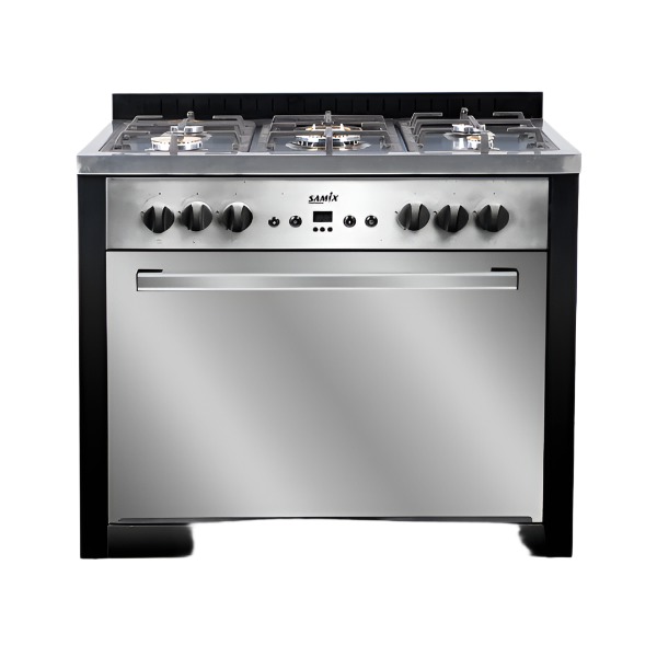 Samix Cooker Free Stand Modern Mirror, 5Burners, Black Samix Cooker Free Stand Modern Mirror, 5Burners, Black
