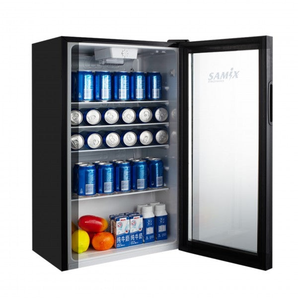 Samix Refrigerator Cooler Mini Bar, Glass Door, 93Lit, Black