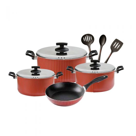 Newflon Cooking Set 11 Pcs (Pots 20+24+28 Cm) & Fry Pan 22Cm