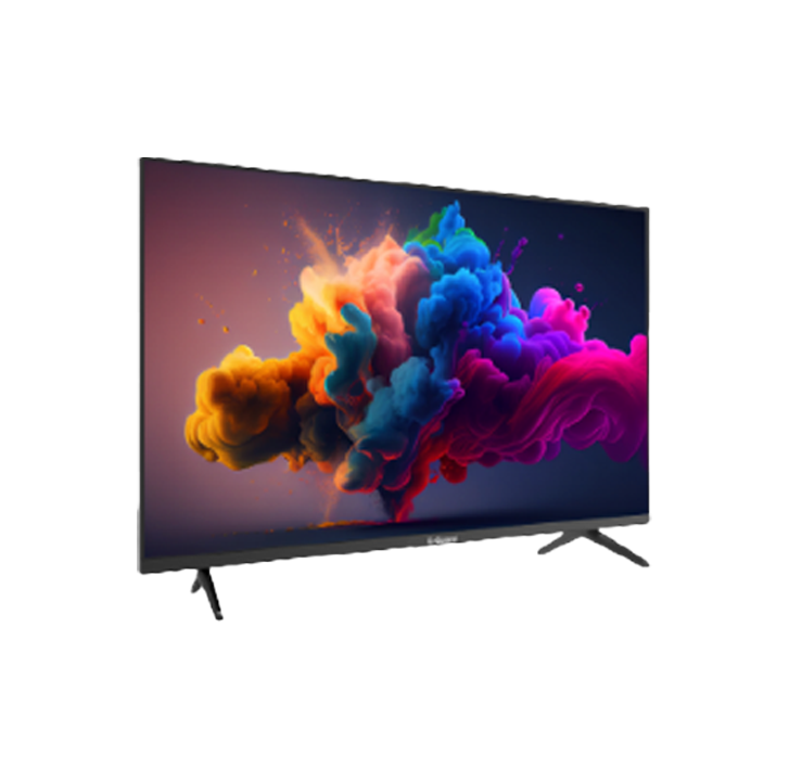 Smart TV displaying colorful abstract design on a white background