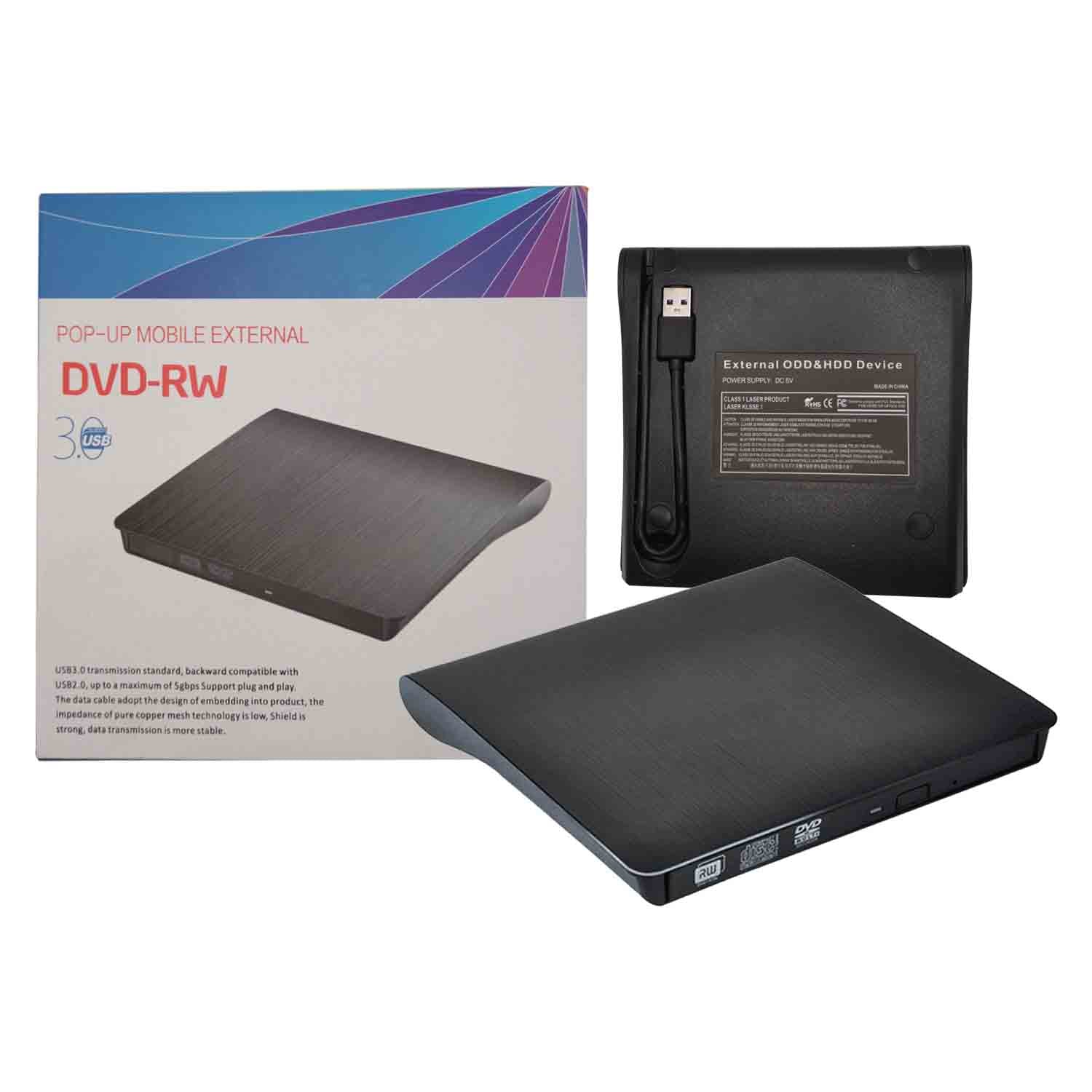 QS-809/AGTC DVD-RW POP-UP MOBILE EXTERNAL DVD / Black / Wired