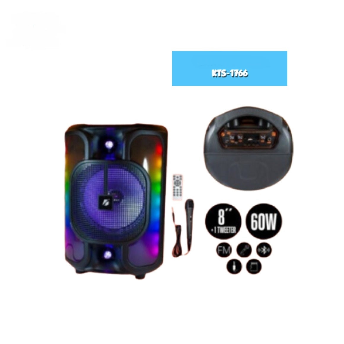 1766/KTS-1766Wireless Speaker 8" Speaker / Black / WIRELESS