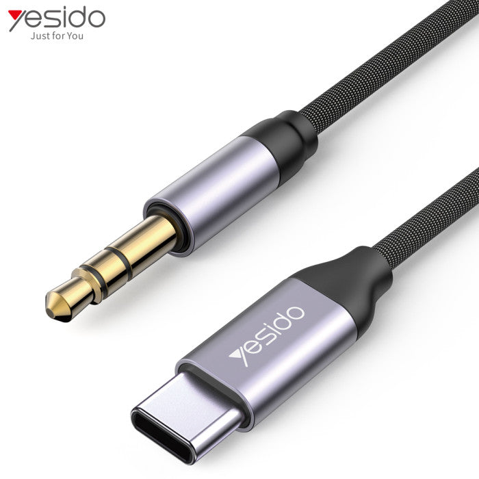 YAU-20/Yesido  3.5mm-Type C AUX  Audio cable 1M Cable / Black / N/A