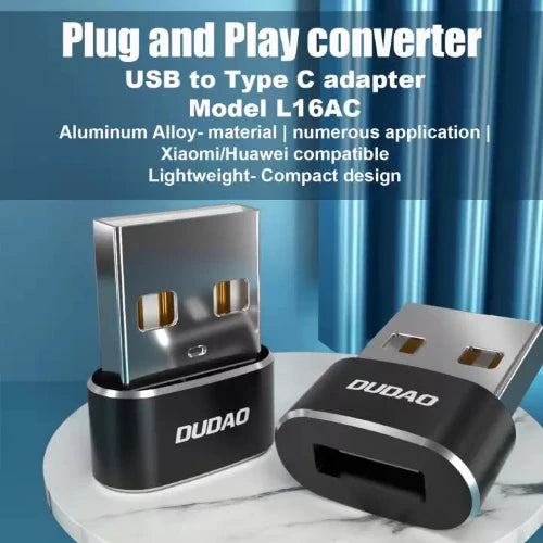 Dudao Mini OTG Adapter, USB to TypeC, Grey