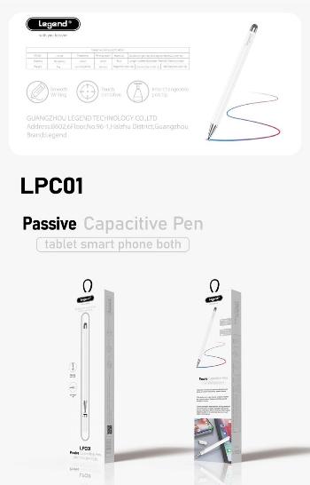 Legand Passive Capacitive Pen Tablet & Smart Phone, White