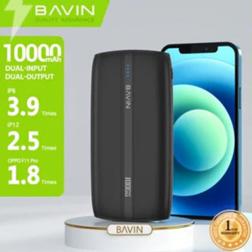 Bavin Slim Power Bank 10000MAh, Black