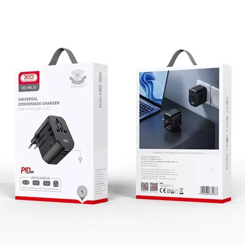 XO Universal Travel Charging, 20Watts, Black XO Universal Travel Charging, 20Watts, Black