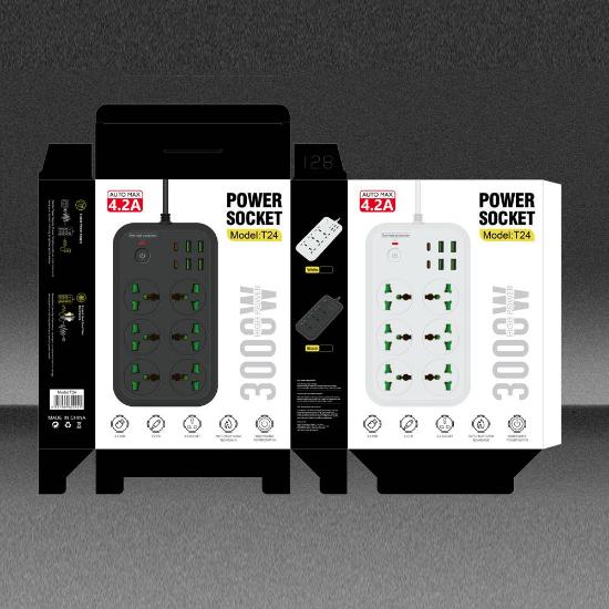 SHT Power Socket, 3000Watts, 4USB & 2TYPEC, Cable 3M SHT Power Socket, 3000Watts, 4USB & 2TYPEC, Cable 3M