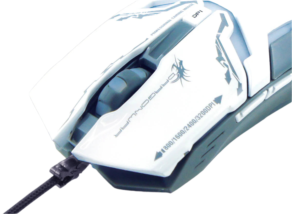 Dragon War G10 Professional Gaming Mouse, 3200Dpi, White