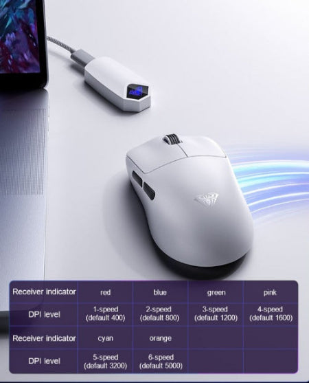 Aula Rechargeable Gaming Mouse Bluetooth & Wireless, White