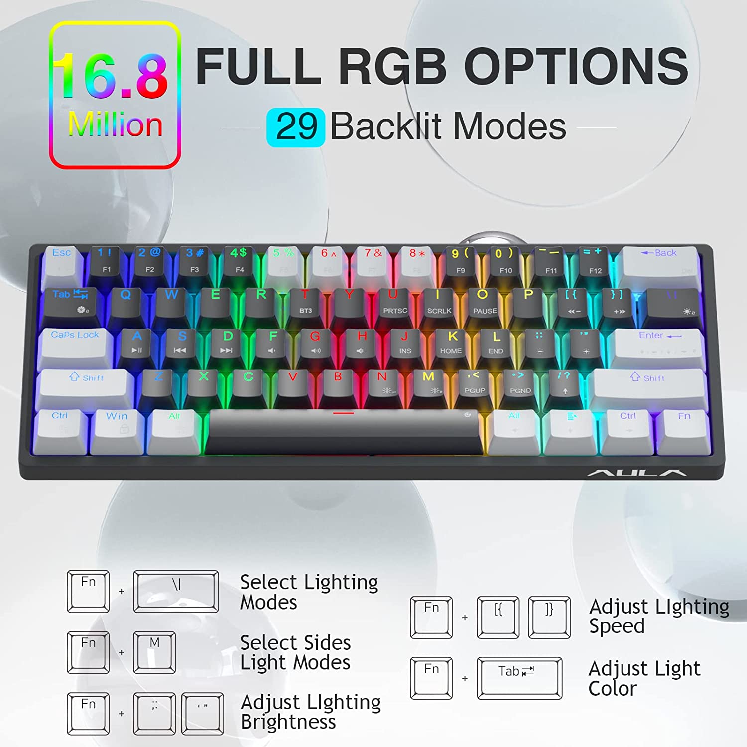 Aula RGB Gaming Mechanical Keyboard Wired, Black