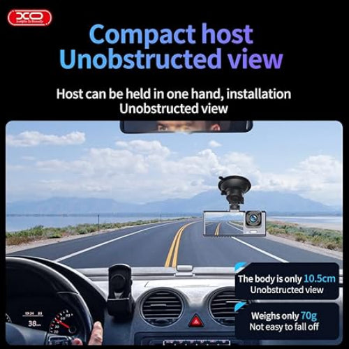 Xo Camera Car Front Rear Recorder, Full HD, Black Xo Camera Car Front Rear Recorder, Full HD, Black
