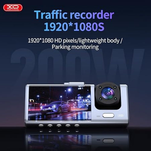 Xo Camera Car Front Rear Recorder, Full HD, Black Xo Camera Car Front Rear Recorder, Full HD, Black
